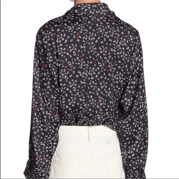 NWT Free people ladylike carbon combo floral black white long sleeve bodysuit M - Picture 2 of 16